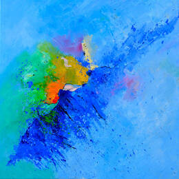 Tableau art abstrait vague de bleu imprimé sur toile 80x80 cm