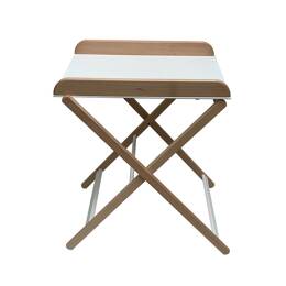 Table à langer pliante en hêtre massif bicolore naturel et blanc 55x80