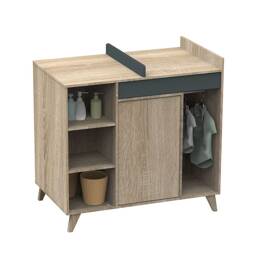 Commode à langer évolutive couleur bois et gris volcan