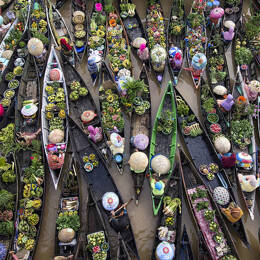 Tableau marché flottant impression sur aluminium 120x80 cm