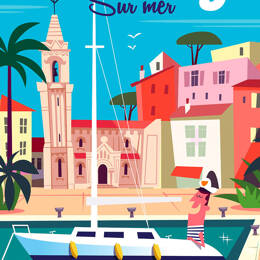 Tableau vacances à Sanary imprimé sur toile 60x90 cm