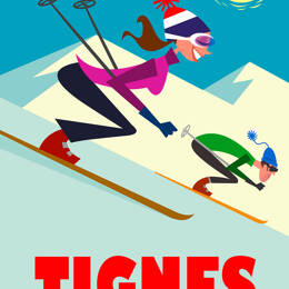 Tableau ski à tignes imprimé sur toile 30x45 cm