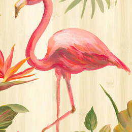 Tableau flamant rose tropical imprimé sur toile 60x90 cm