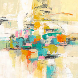 Tableau peinture sur soie imprimé sur toile 80x80 cm