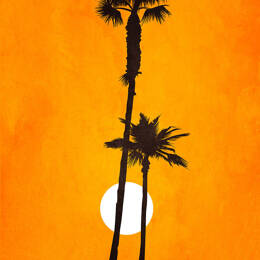 Tableau scandinave sunset palm imprimé sur toile 60x90 cm