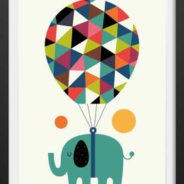 Affiche enfant hot air balloon jumbo avec cadre noir 30x45 cm