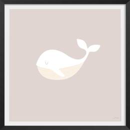 Affiche enfant baleine oh avec cadre noir 30x30 cm