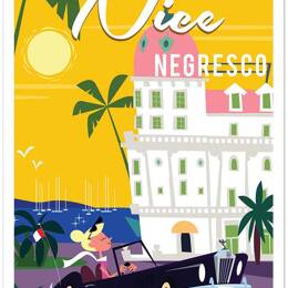 Affiche vacances à Nice sans cadre 20x30 cm