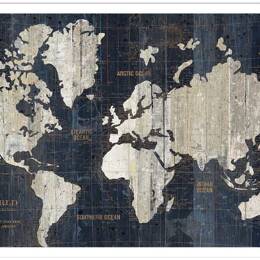 Affiche carte du monde voies navigables sans cadre 30x20 cm