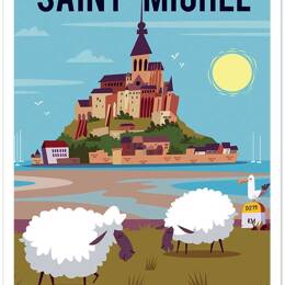 Affiche mont saint michel sans cadre 20x30 cm