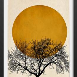 Affiche dessin arbre et sérénité avec cadre noir 60x90 cm