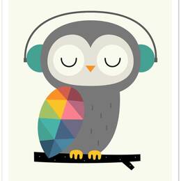 Affiche  hibou music sans cadre 40x60 cm