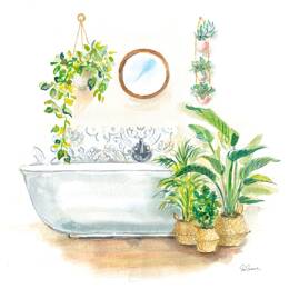 Tableau déco baignoire tropicale imprimé sur toile 50x50 cm