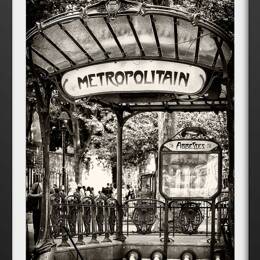 Affiche Paris metro abbesses par hugonnard avec cadre noir 40x60 cm