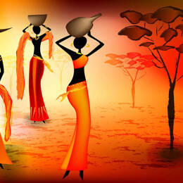 Tableau soirée africaine toile imprimée 120x80 cm