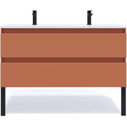Meuble salle de bain double vasque 120cm 2 tiroirs Terracotta