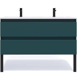 Meuble salle de bain double vasque 120cm 2 tiroirs Bleu