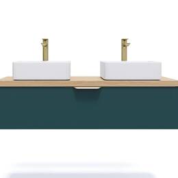 Meuble salle de bain 2 vasques posées 120cm 1 tiroir Bleu