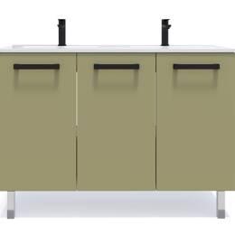 Meuble salle de bain double vasque 120cm 3 portes Vert