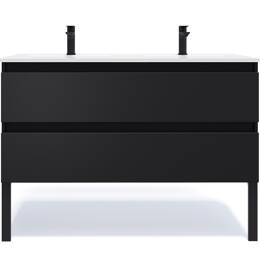 Meuble salle de bain double vasque 120cm 2 tiroirs Noir