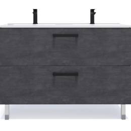 Meuble salle de bain double vasque 120cm 2 tiroirs Ardoise métallisée