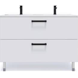 Meuble salle de bain double vasque 120cm 2 tiroirs Blanc