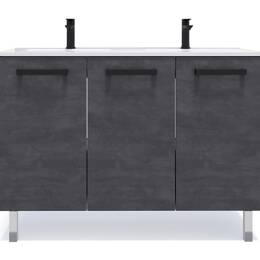 Meuble salle de bain double vasque 120cm 3 portes Ardoise métallisée