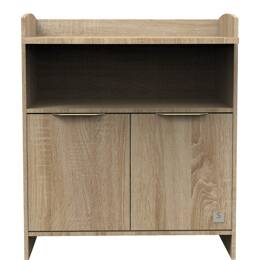 Commode à langer 2 portes et une niche avec poignées dorées décor chên