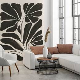 Papier peint graphique fleur noire 208x270cm