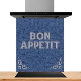 Fond de hotte décorative, mosaique bon appetit bleu 60x70 60x70 cm