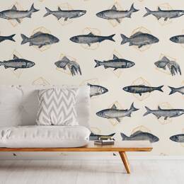 Papier peint poissons en géométrie 208x270 cm