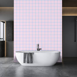 Papier peint carreaux roses pastel 52x1000 cm