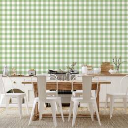 Papier peint papier vichy carreaux verts 52x1000 cm