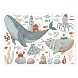 Stickers animaux de la mer en vinyle mat 64x90 cm