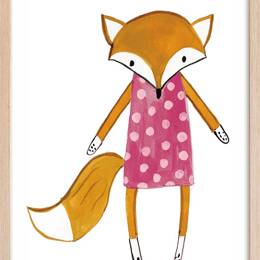 Affiche enfant copine de quartier  avec cadre bois 40x60 cm