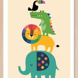 Affiche enfant totem des amis  avec cadre bois 40x60 cm