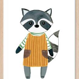 Affiche enfant maman raton  avec cadre bois 40x60 cm