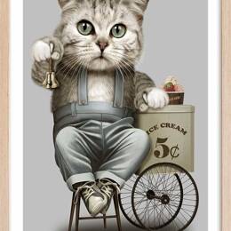 Affiche enfant vendeur de crême glacé  avec cadre bois 40x60 cm
