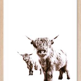 Affiche enfant jumelles en beige  avec cadre bois 40x60 cm