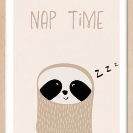 Affiche enfant paresseux  avec cadre bois 40x60 cm