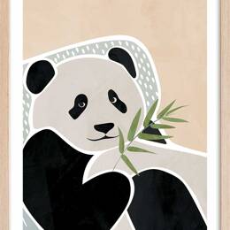 Affiche enfant panda  avec cadre bois 40x60 cm