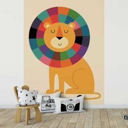 Papier peint lion arc en ciel 208x270 cm
