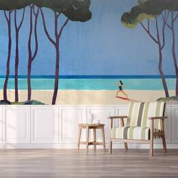 Papier peint yoga sur la plage 364x270 cm