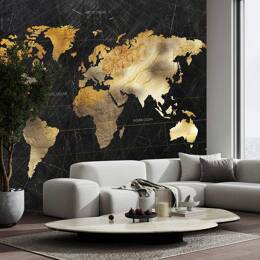 Papier peint carte du monde effet bois 364x270 cm