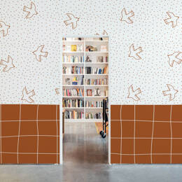 Papier peint panoramique enfant oiseaux brun 225x250cm-made in france