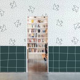 Papier peint panoramique enfant oiseaux, vert 375 x 250cm