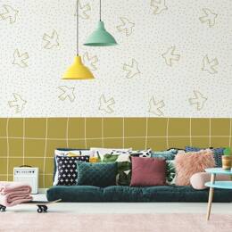 Papier peint panoramique enfant oiseaux jaune 375x250cm-made in france