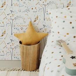 Papier peint panoramique enfant dinosaures lines, terra cott