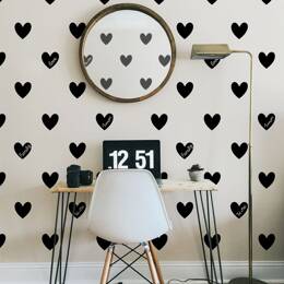 Papier peint panoramique enfant amour coeur, noir 300 x 250c