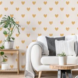 Papier peint panoramique enfant Amour Coeur, Jaune 450 x 250